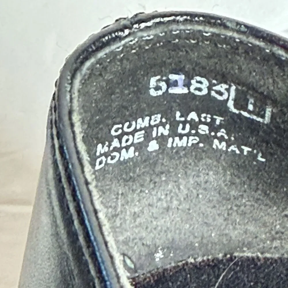 Munro American Black Leather Slip On Comfort Heels Shoes Womens 8N Narrow USA